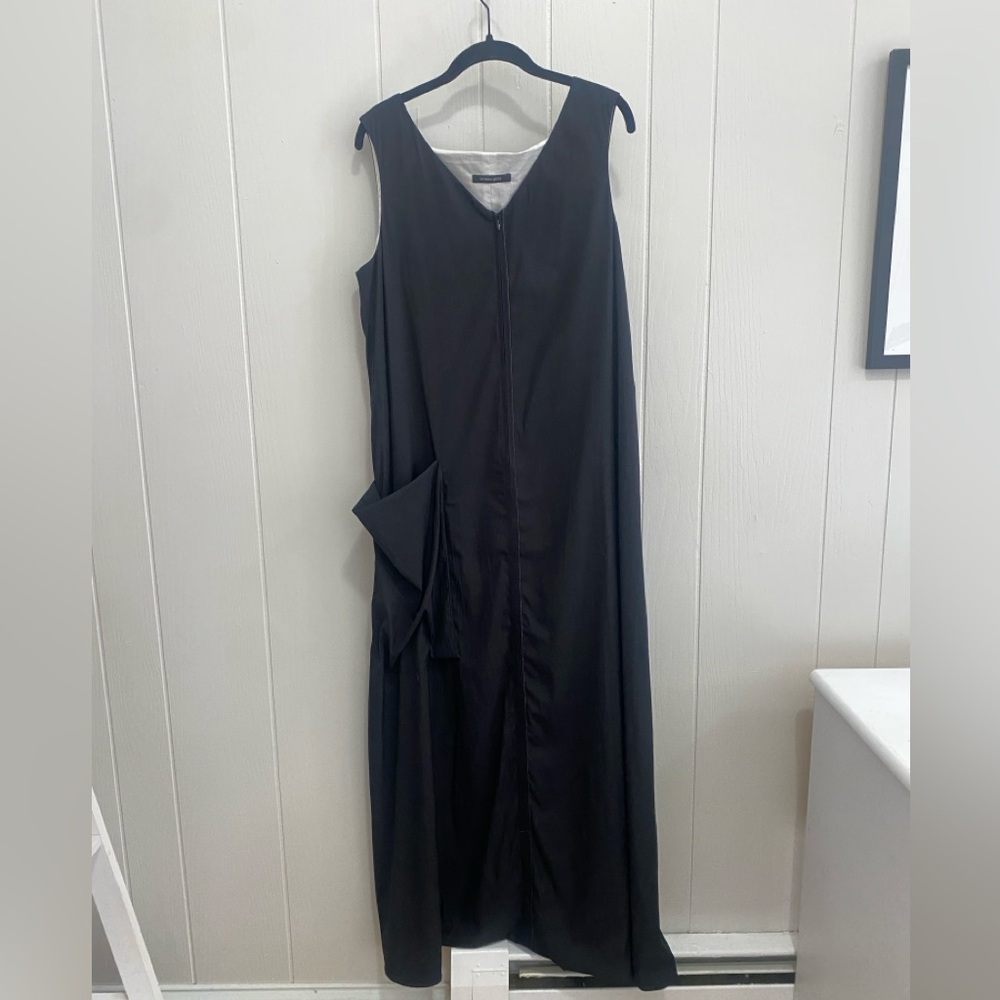 Unique Black Sleeveless Dress Annette Gortz Made in Germany Wool Closed Hem